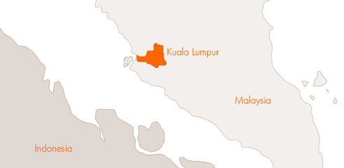 A map showing the location of Kuala Lumpur