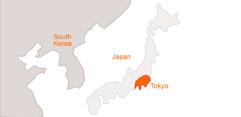 A map showing the location of Tokyo